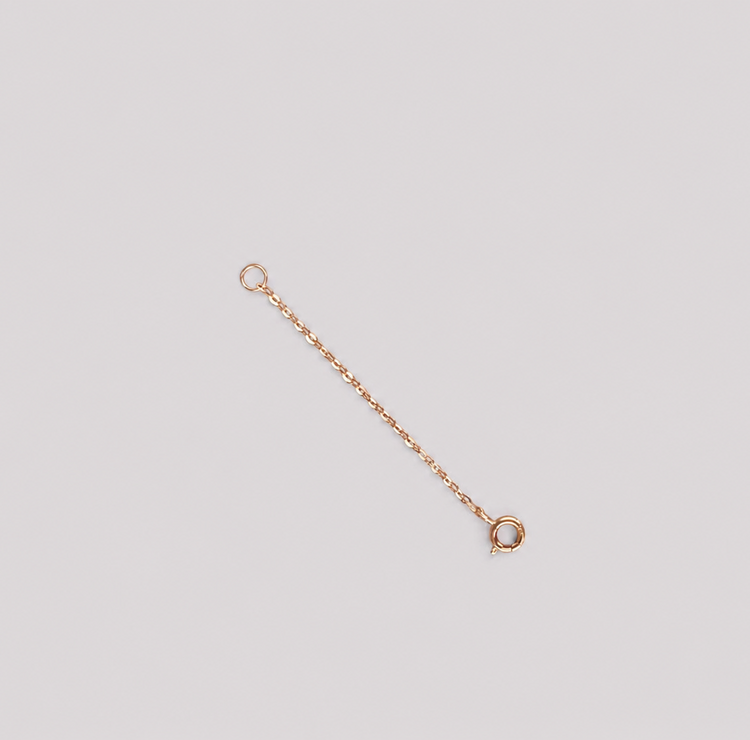 18K (750) rose gold 4 cm extension chain for necklaces and bracelets with fine oval cable chain and spring ring clasp.