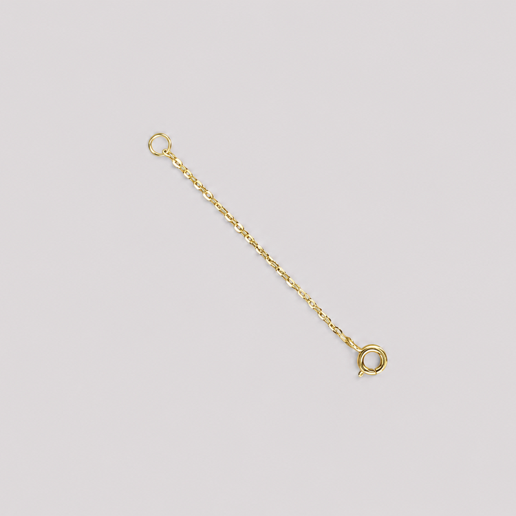 18K (750) yellow gold 4 cm extension chain for necklaces and bracelets with fine oval cable chain and spring ring clasp.