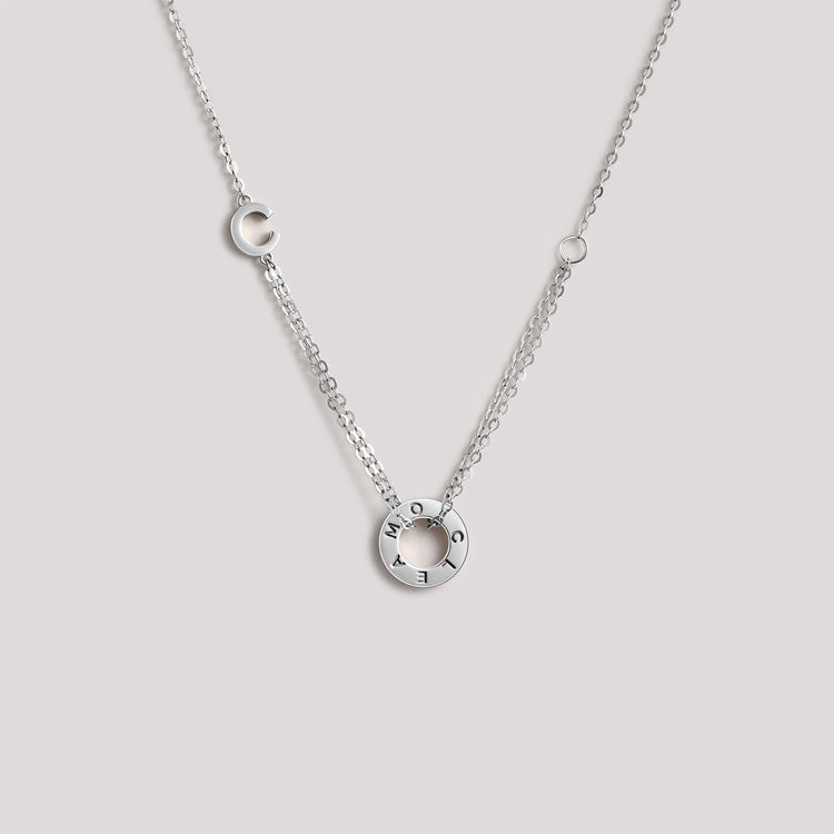 The Just Necklace crafted in solid 18k (750) white gold from the Cléamoi Joy Collection.