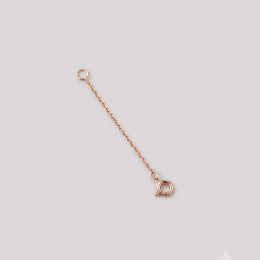 18K (750) rose gold 4 cm extension chain for necklaces and bracelets with fine cable chain and spring ring clasp.