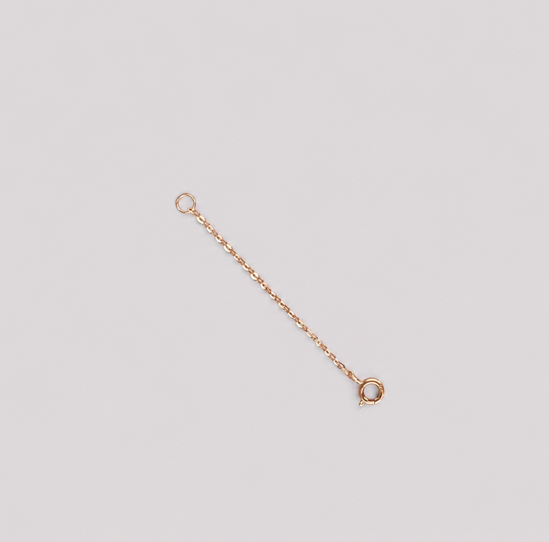 18K (750) rose gold 4 cm extension chain for necklaces and bracelets with fine oval cable chain and spring ring clasp.