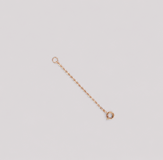 18K (750) rose gold 4 cm extension chain for necklaces and bracelets with fine oval cable chain and spring ring clasp.