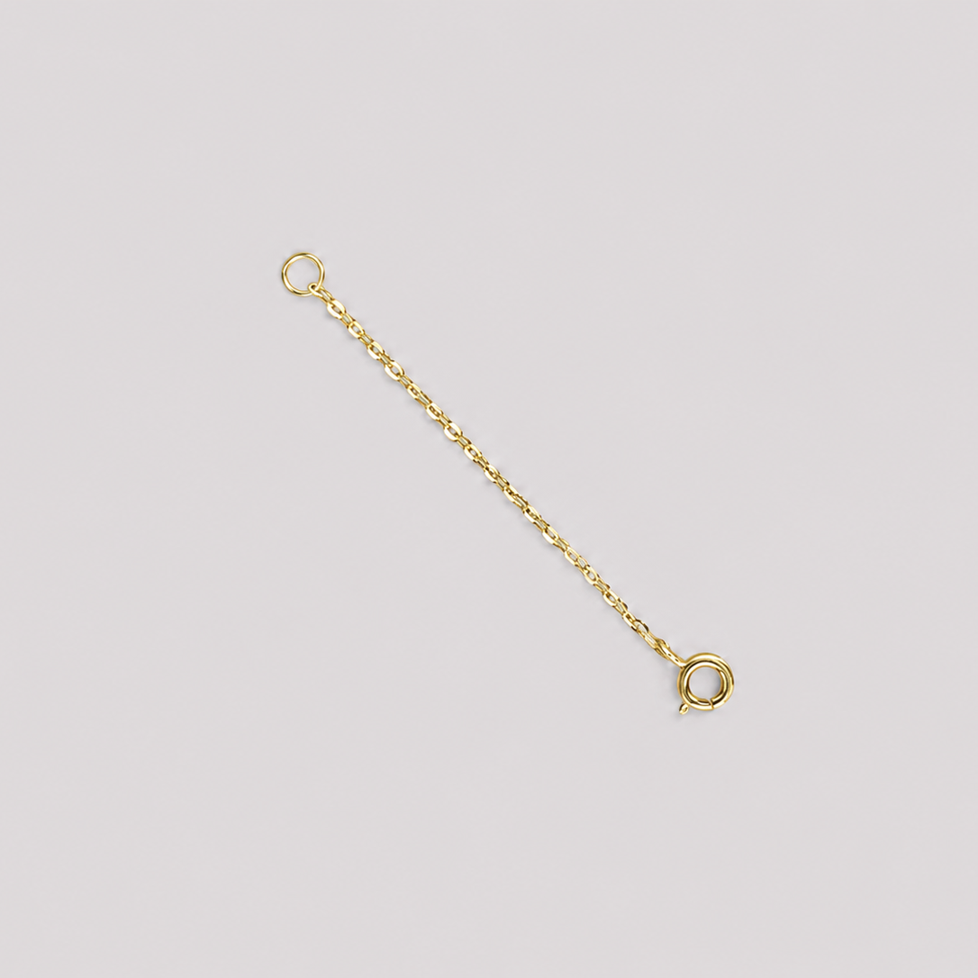 18K (750) yellow gold 4 cm extension chain for necklaces and bracelets with fine oval cable chain and spring ring clasp.