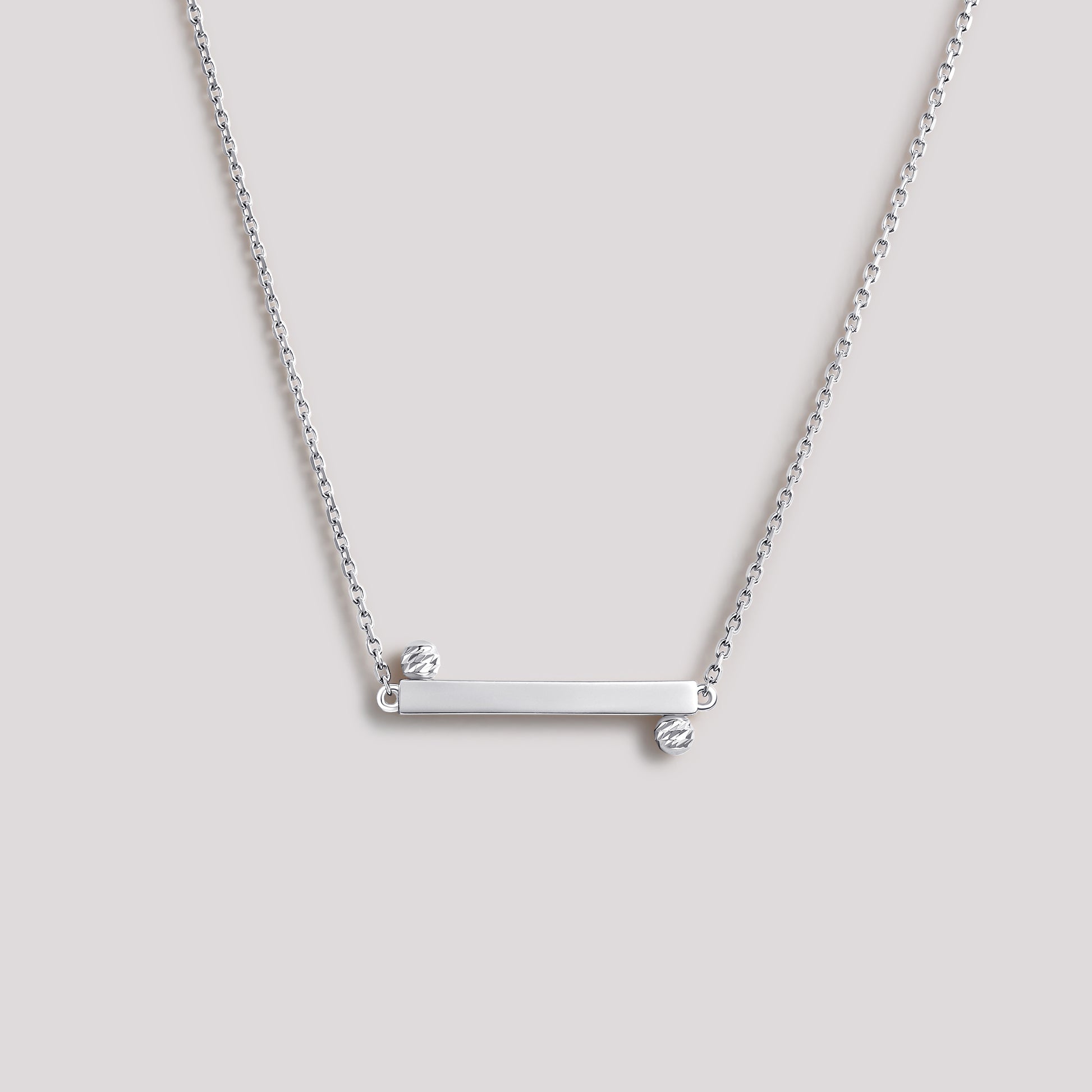 The Balance Necklace crafted in solid 18k (750) white gold from the Cléamoi Balance Collection.