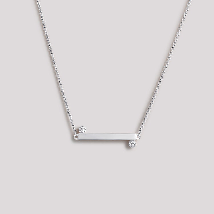 The Balance Necklace crafted in solid 18k (750) white gold from the Cléamoi Balance Collection.