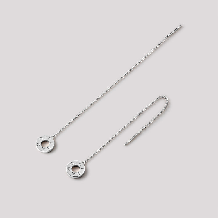 The Just Earrings crafted in solid 18k (750) white gold from the Cléamoi Joy Collection.