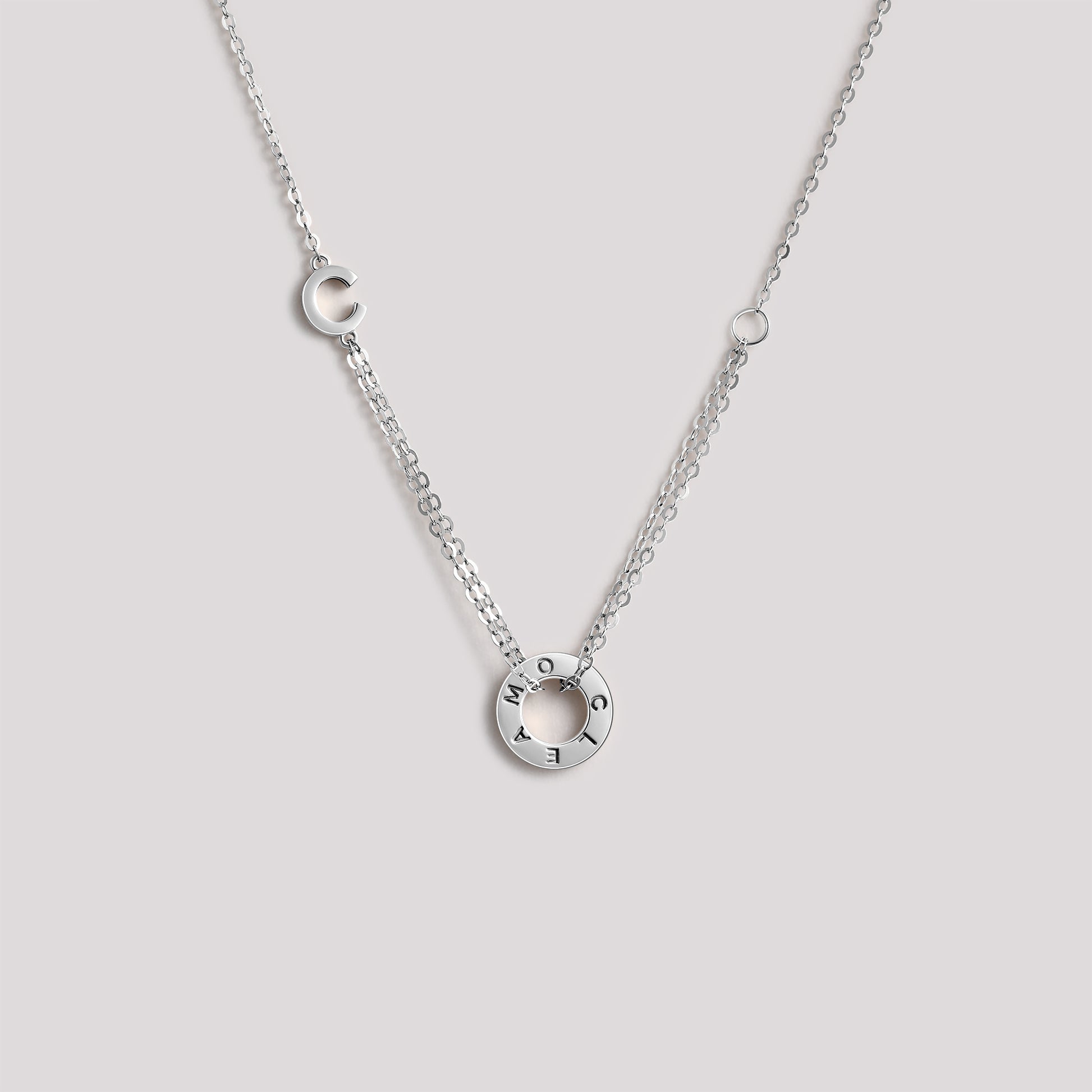 The Just Necklace crafted in solid 18k (750) white gold from the Cléamoi Joy Collection.