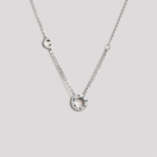The Just Necklace crafted in solid 18k (750) white gold from the Cléamoi Joy Collection.